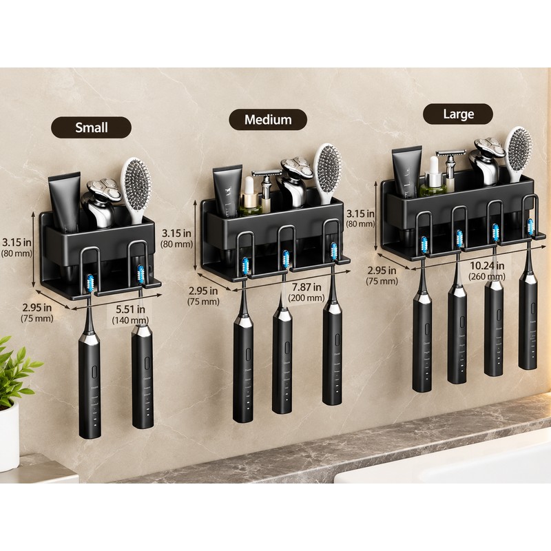 Wall Mounted Toothbrush Holder for Bathroom Organization – No-Drill Toothpaste