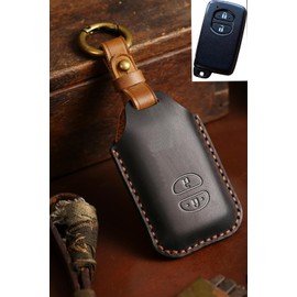 Kinotaka Exclusive Design for Toyota Genuine Leather Smart Key Case Prius 30 Series 2-Button Prius α・Aqua・86・Vitz・Corolla etc. Exclusive Design Smart Keychain Accessory, Black