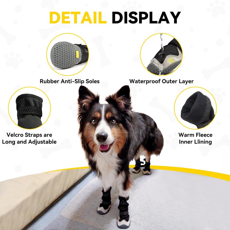 Billionchains Dog Boots for Small to Large Breed, Waterproof Paw