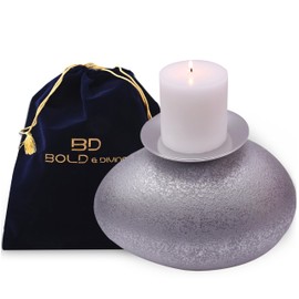 Candle Cremation Urn for Human Ashes - Large Silver Textured Candle Urn - Decorative Urn for Ashes Display at Home - Beautiful Modern Adult URN for Funeral, Burial, Female or Pets