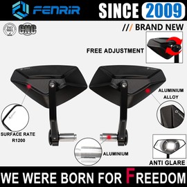 FENRIR Motorcycle Handlebar Bar End Mirror CNC Aluminum Black Cafe Racer Anti-vibration Anti-glare Large field of view universal 7/8" 22MM For Sport Naked Street Bike Cruiser Scooter