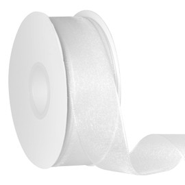 Zerofy Sheer Organza Ribbon 1-1/2 Inch Chiffon Tulle Ribbons for Bouquets Garland, Gift Wrapping, 50 Yards/Roll (White)