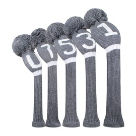 Scott Edward Knitting Golf Club Headcovers, Set of 5 Golf Club Headgear Driver Wood 1 Fairway Wood 2 and Hybrid Wood 2 with Rotating Club Number Tags