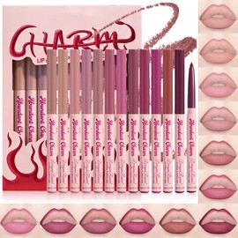 KTouler 12Pcs Mauve Series Matte Gel Lip Liner Set,Rich Velvety Long Lasting Lip Contour Pencil,Longwear Creamy Lip Liner for Natural-Looking Definition