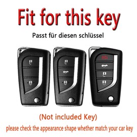 HIBEYO Flip Car Key Case Fits Toyota Yaris Aygo Protective Key Case Fits Peugeot 108 for Citroen C1 Cover Key Top Remote Key Box 2 Buttons Red