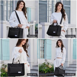 KALIDI Women's Tote Bag, 3-Way Use, Detachable Shoulder Strap, Shoulder Bag, Large Capacity, Freestanding, Canvas Tote, Canvas Tote Bag, For School Commutes, Commuting To Work Or Work, Unisex