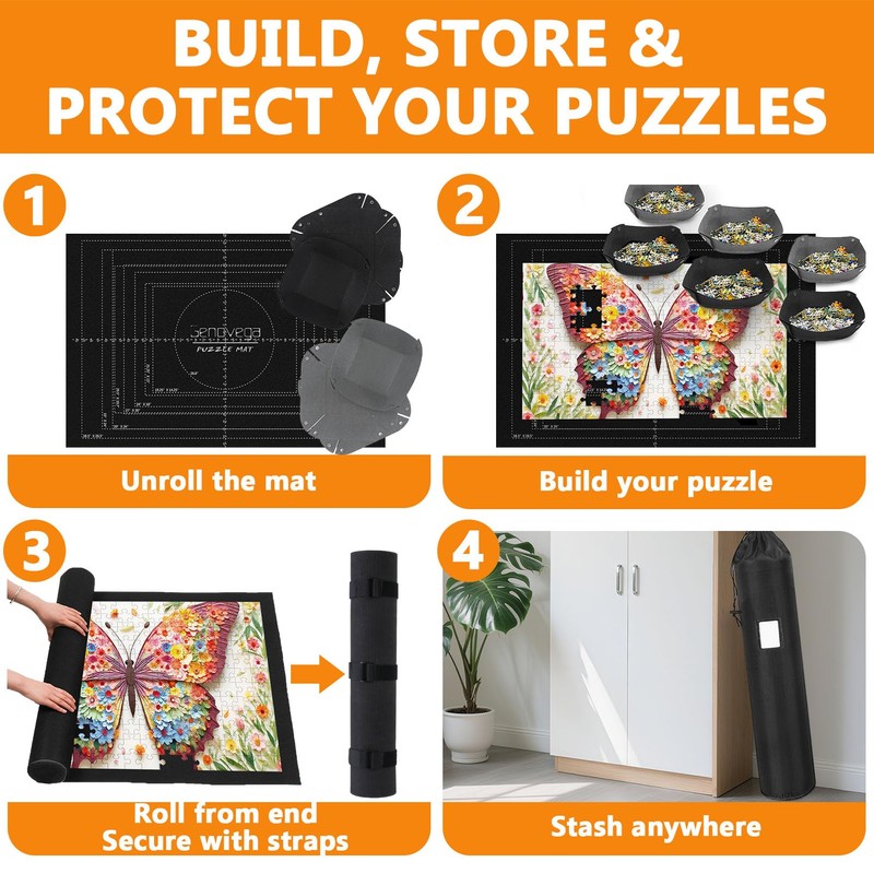 Jigsaw Puzzle Mat Roll Up, 45” x 29.5” Puzzles Matt
