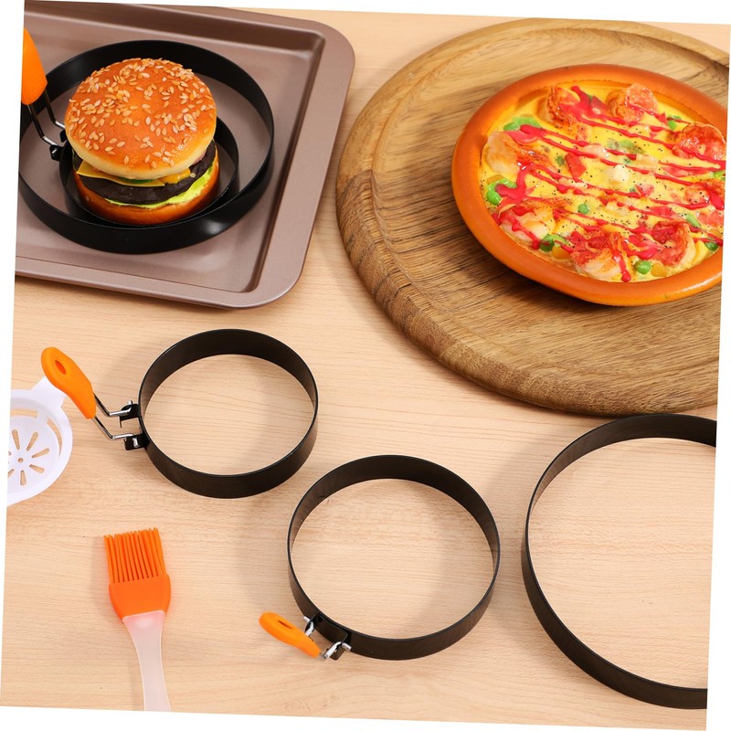 Ciieeo 6 Pcs Stainless Steel Egg Rings with Separator Brush