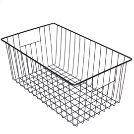 Y.Z.Bros 16" L x 12" W Wider Freezer Storage Organizer Baskets Container, Deep Metal Wire Chest Upright Refrigerator Divider with Built-in Handles for Cabinet, Pantry, Closet, Kitchen, Black