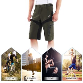 Men Cycle Shorts Quick Drying Breathable Outdoor Sports Running Bike Riding Casual Shorts with 6 Pockets