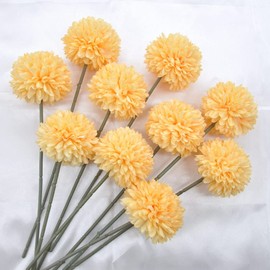 Artificial Flowers Chrysanthemum Ball Flowers 10pcs Bouquet Present for Important People Glorious Moral for Home Office Coffee House Deco Parties and Wedding(Yellow)
