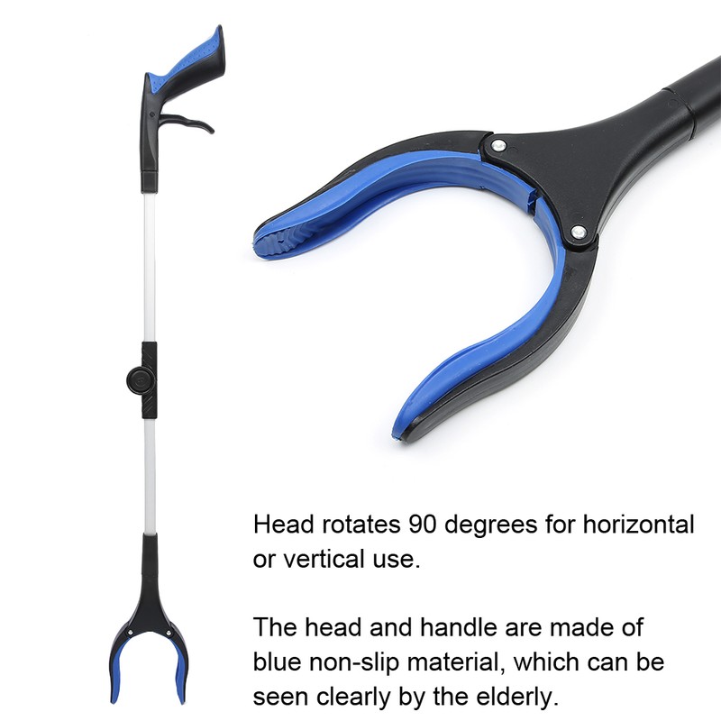 Blue Foldable Long Pick Up Reacher Grabber Helping Hand Tool