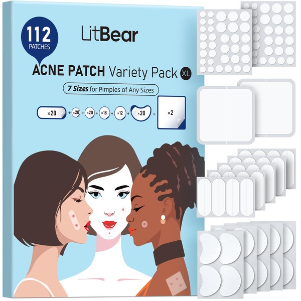 LitBear Große Akne Patches (7 Größen, 112 Patches), Große Pickel