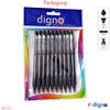 DIGNO Retractable Ballpoint Pens, BLACK, Medium Point (1.0mm), Pack of