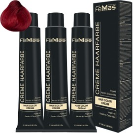 Femmas Hair Colour Cream 100 ml Hair Colour Pack of 3 Pure & Mix Red