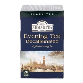 Ahmad Tea - Evening Tea ohne Koffein - Koffeinfreier Schwarztee mit Bergamotte - Einzeln Verpackte, Aromaversiegelte Teebeutel mit 4g Tee pro Portion - 20 Teebeutel mit Band