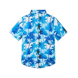 Nymphperi Youth Hawaiian Shirts Boys 12-14 Years Old Short Sleeve Button Down Tops for Activities Blue Coconut