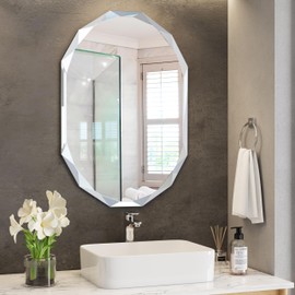 GOAND Silver Wall Mirror-Beveled Edge Frameless Mirror for Bathroom, Vanity, Bedroom, Rectangle Mirror（24X36inch）