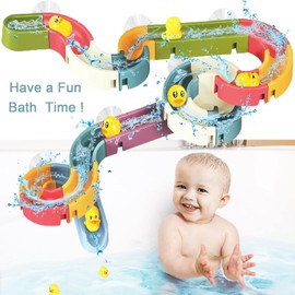 Bath Toys for 3 4 5 6 Year Old Boys Girls Duck Slide Bath Toy 34pcs Duck and Slide Bath Toy Wall Track Duck Bath Toy Slide Educational Sensory Bath Slide Toy with Watermill Sliding Interactive Toy…