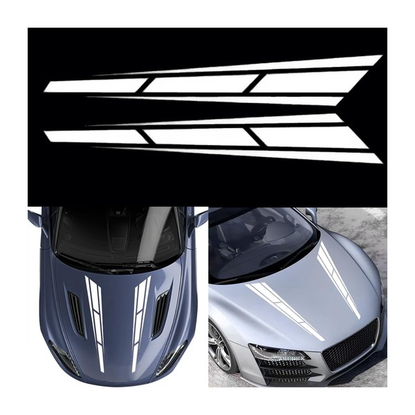 JNNJ 2 Pack Car Hood Decal, Vinyl Long Stripes Auto