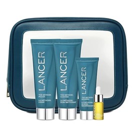 Lancer- Kit de introduccin al mtodo de cuidado de la piel, kit de exfoliante facial antienvejecimiento de 3 pasos, limpiador y humectante para        