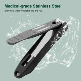 Nail Clippers with Catcher 2-Pack, Long Handle, Sharp & Sturdy Stainless Steel Nail Cutter for Men & Women, 18-month Replacement Warranty