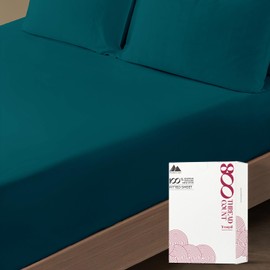 Mayfair Linen 100% Egyptian Cotton Full Fitted Sheet Only - 800 Thread Count 16" Deep Pocket Fitted Sheet, Durable Sateen, All-Around Elastic, Head/Foot Side Indicators, Teal