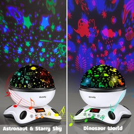 Moredig Moredig Dinosaur Night Light Projector for Kids, Remote Dinosaur Projector Light with 12 Music, 18 Lighting Modes Baby Night Light for Kids with Timer 2 Projections Gifts for Baby - Black