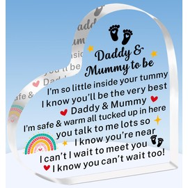 TTOVEN Daddy to be Gifts,Mummy to be Gifts,New Mum and New Dad Gifts Heart Plaque Gifts for Daddy to be and Mummy to be Baby Shower Gifts For Mum And Dad