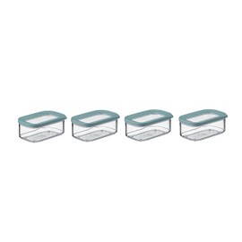 Mepal Set of 4 Storage Jars with Lids, Food Containers, Rectangular, Kitchen Organiser Made of Plastic, Storage Containers, Airtight, 4 x 425 ml, Nordic Green