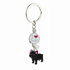 ZoonPark® Dog Key-ring Keychain,Lovely Cute Small Dog Puppy Keychain Keyring Metal Keychain Keyring Keyfob Key Ring Car Keyring Bag Charm (French Bulldog)