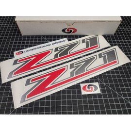 Z71 Decals (2-Pack) Truck Bedside Fender Stickers Fits 2019-2025 Chevy Silverado Colorado Tahoe (Metallic Charcoal & Red 'Z')