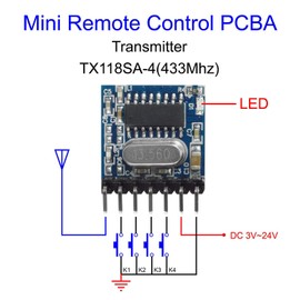 QIACHIP Wireless 433Mhz RF Module Receiver and Transmitter Remote Control Built-in Learning Code 1527 Decoding 4 Channel Output (Transmitter and Receiver kit)