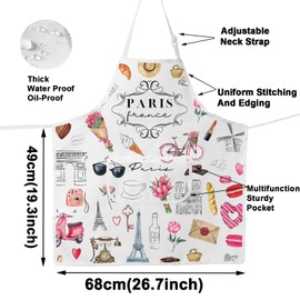 MYSOMY Paris Cooking Apron Paris Themed Apron Paris Bistro Apron Paris Aprons For Women Paris Lover Gift (Paris ap)