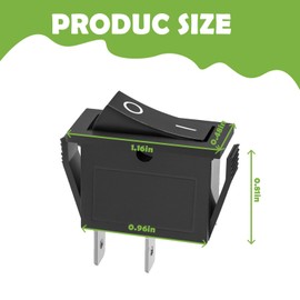 RK1-11 Rocker Switch ON/Off, 16A 125/250VAC 2-Pin 2-Position, Compatible with Automobiles Ships Fitness Equipment Instruments Household Appliances Medical Equipment(1PCS)