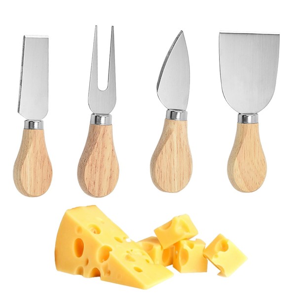 VDFJEK 4Pcs Cheese Knives, Cheese Knife, Stainless Steel Cheese Knife Set, Cheese Knives Set, Cheese Knifes, for Cheese Cold Butter Jam Pastry Home Kitchen Daily Breakfast Spreader