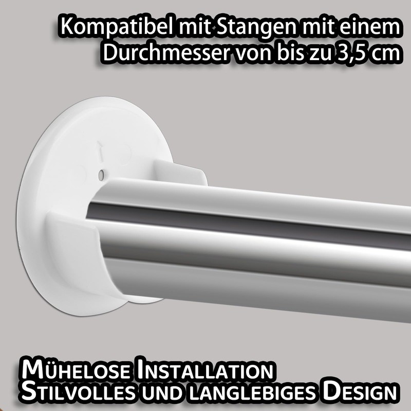 2 Pairs of Round Tube Brackets 35 mm White Plastic