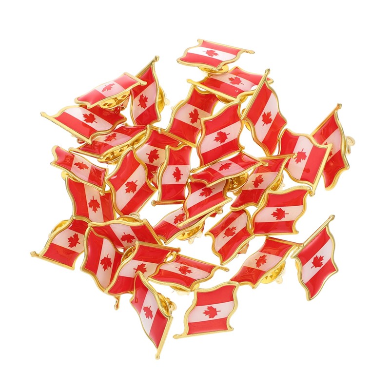 jojofuny 2sets 25pcs Canada Flag Brooch Pins Metal Lapel Pin