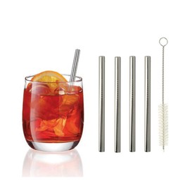 Metaltex 253182000 Stainless Steel Straws Short/Straight Set of 4
