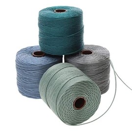 The Beadsmith S-Lon - Cordón de nailon trenzado de 0.5 mm para cuerda, paquete de 4, mezcla de niebla marina, TEX210, 77 yardas por carrete
