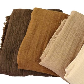 XRDSS Summer Cotton Blend Crinkle Vintage Soft Scarf with Fringed Edges 35" × 70" (Dark Blue)