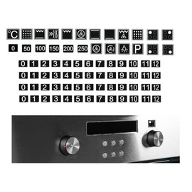 Cooker Symbol Sticker Set for The Cooker Labelling Smudged Cooker Sign Renew (RP44) (6 mm, White Signs on Black Background)