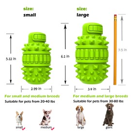 PIFFZEDO Natural Rubber Dog Toy for Small Medium Breed Aggressive Chewer Super Power Dog Chew Toys Squeaky Dog Birthday Toy Dog Toothbrush Interactive Tough Durable Dog Toys(Green,Small)