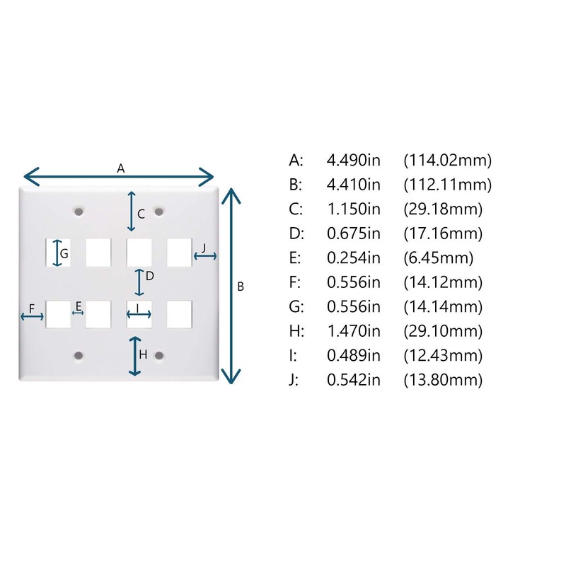 Networx Keystone Wall Plates (8 Port, Ivory)
