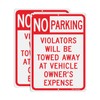 2 Pack No Parking Sign, Violators Will Be Towed Away