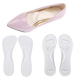 High Heel Cushion Inserts Women, ¾ Adhesive High Heel Relief Insoles Prevent Slipping, Silicone Invisible Cushioning Insoles, Arch Support Shoe Inserts for High Arch Flat Feet, 2 Pairs, Clear