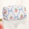 Quilted Makeup Bag Small Cotton Floral Cosmetic Makeup Bag Organizer,