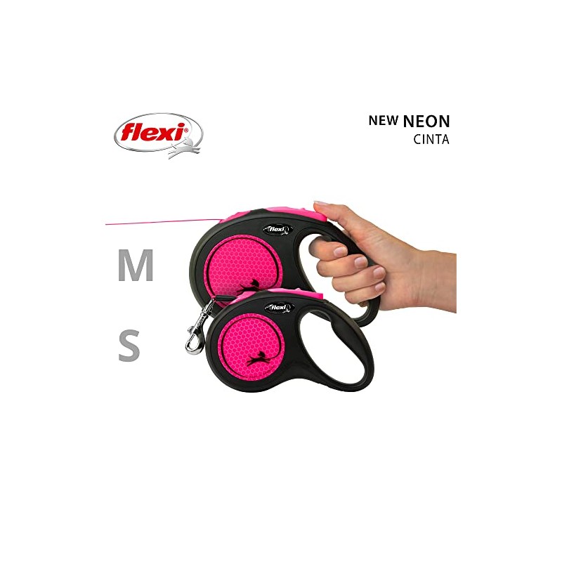 FLEXI Correa Neón Rosa Mediana Cinta