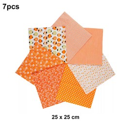 7 Premium Cotton Fabric Squares 25x25cm, Pre-Cut Plain Craft Fabric for Quilting, Patchwork & Home Decor, Soft Eco-Friendly Sewing Material (Orange)