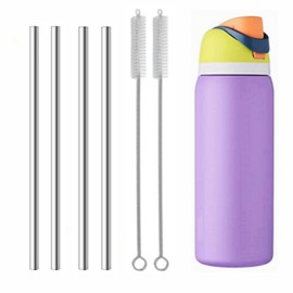 Straw Replacement for Owala Water Bottle 24 oz 32 oz, Metal Drinking Straw with Straw Cleaner Brush Compatible with Owala FreeSip 24OZ/32OZ, Stainless Steel Straw Accessories for Owala Water Bottle
